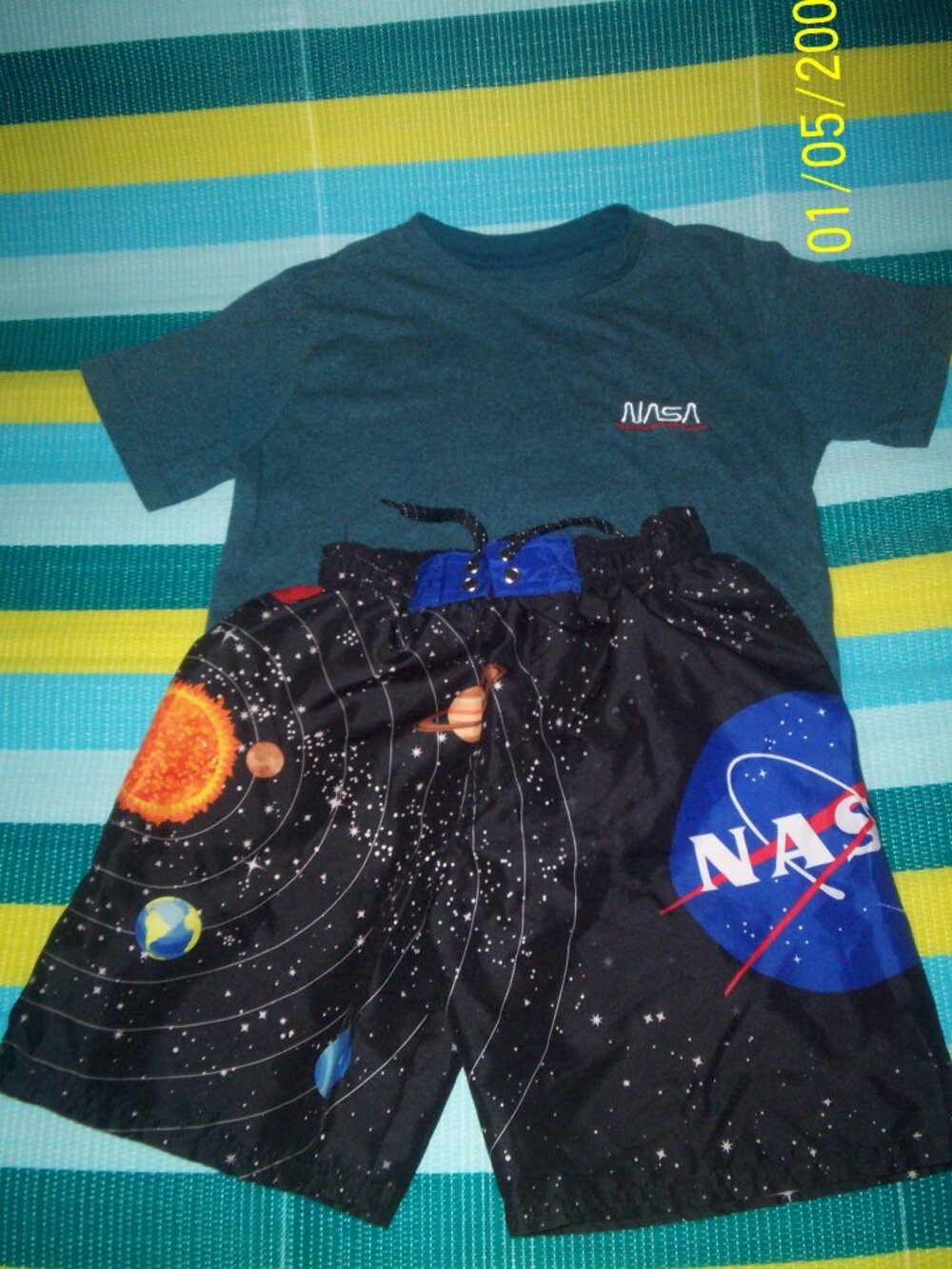 Boy's NASA Lot - Swim Trunks Shorts *Kids Size: S + NASA T-Shirt *Kids Size: M